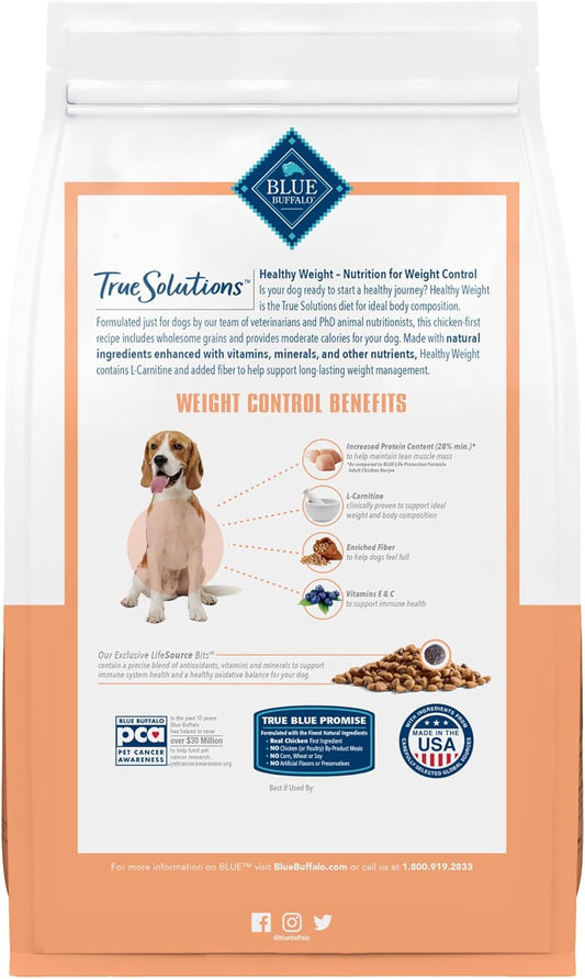 Blue Buffalo True Solutions Healthy Weight Natural Dry Food For Adult Dogs, Chicken, 11-Lb. Bag