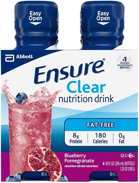 Ensure Clear Blueberry Pomegranate Nutrition Drink, Fat Free, 4 Pack