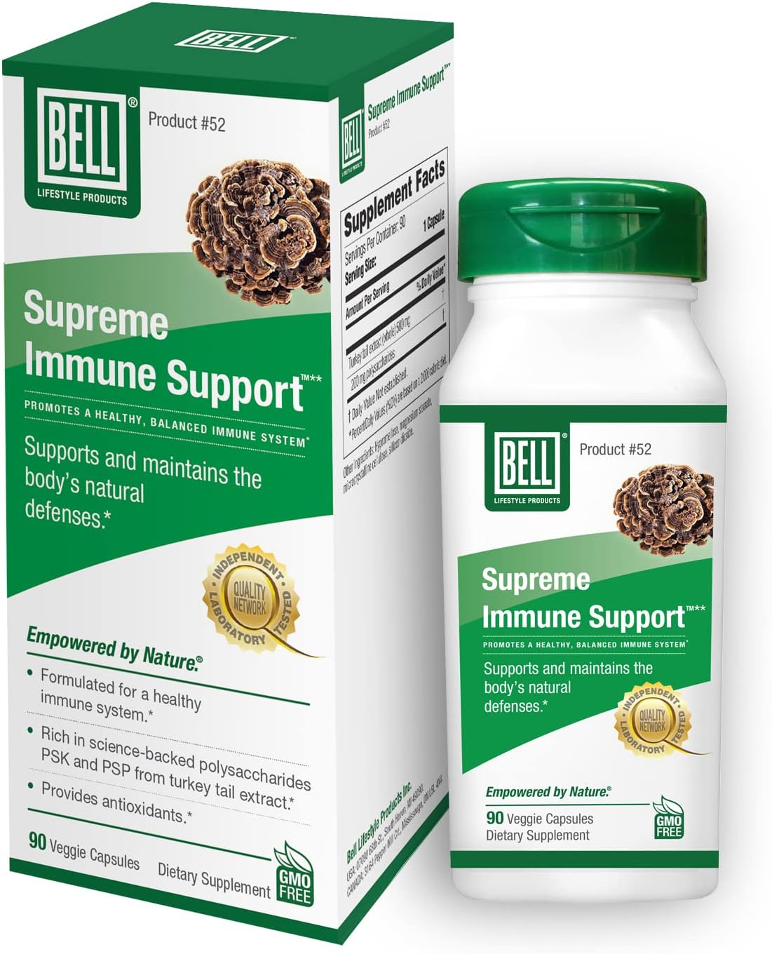 Bell Supreme Immune Support? Mushroom Supplement Unique Blend with Turkey Tails Mushroom -A Natural Supplement for Immune Support, Unique Blend | 90 Capsules