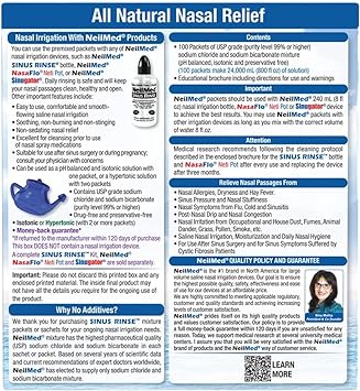 Neilmed Sinus Rinse - Nasal Rinse Refill Kit - 100 per Box