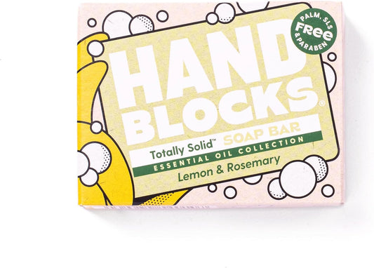 Hand Blocks: Lemon & Rosemary - Cold Processed Natural Soap Bars - Plastic, Palm, Sls, Sles & Paraben Free