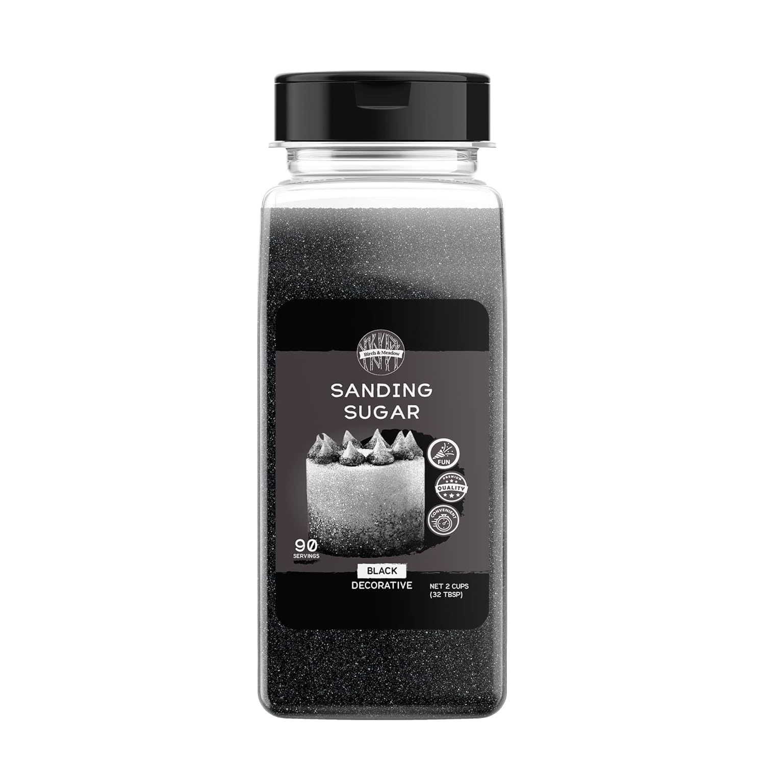 Birch & Meadow Black Sanding Sugar, 1 Lb, Colorful Sugar Crystals For Festive Holiday Baking