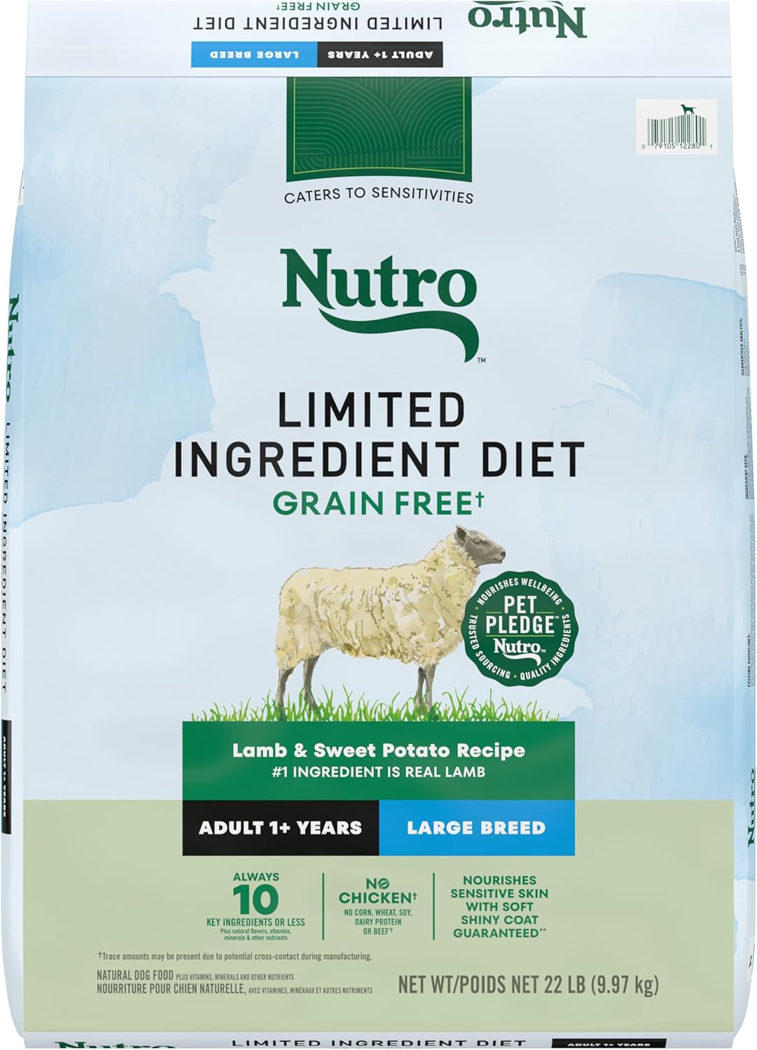 Nutro Limited Ingredient Diet Large Breed Adult Dry Dog Food, Lamb & Sweet Potato Recipe, 22 Lbs