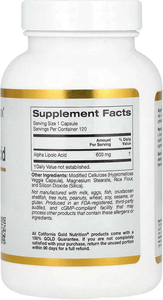 California Gold Nutrition Alpha Lipoic Acid, 600 Mg, 120 Veggie Capsules