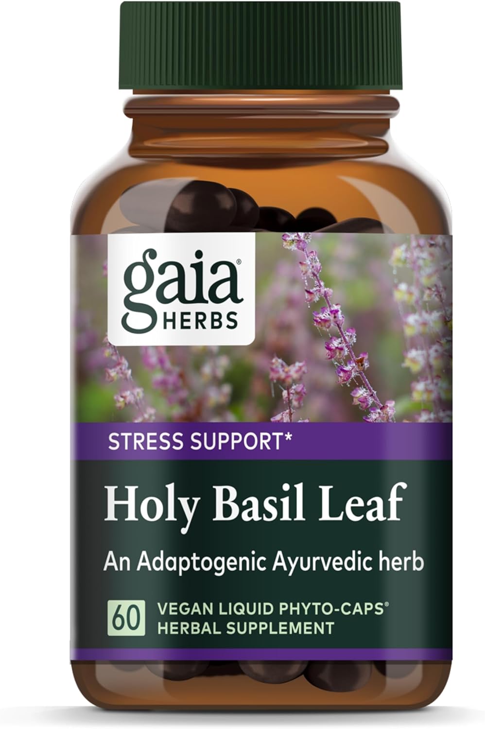 Gaia Herbs Pro Holy Basil Leaf - Stress Support Supplement With Holy Basil - Herbal Supplements To Support A Positive Mindset - 60 Liquid Phyto-Caps