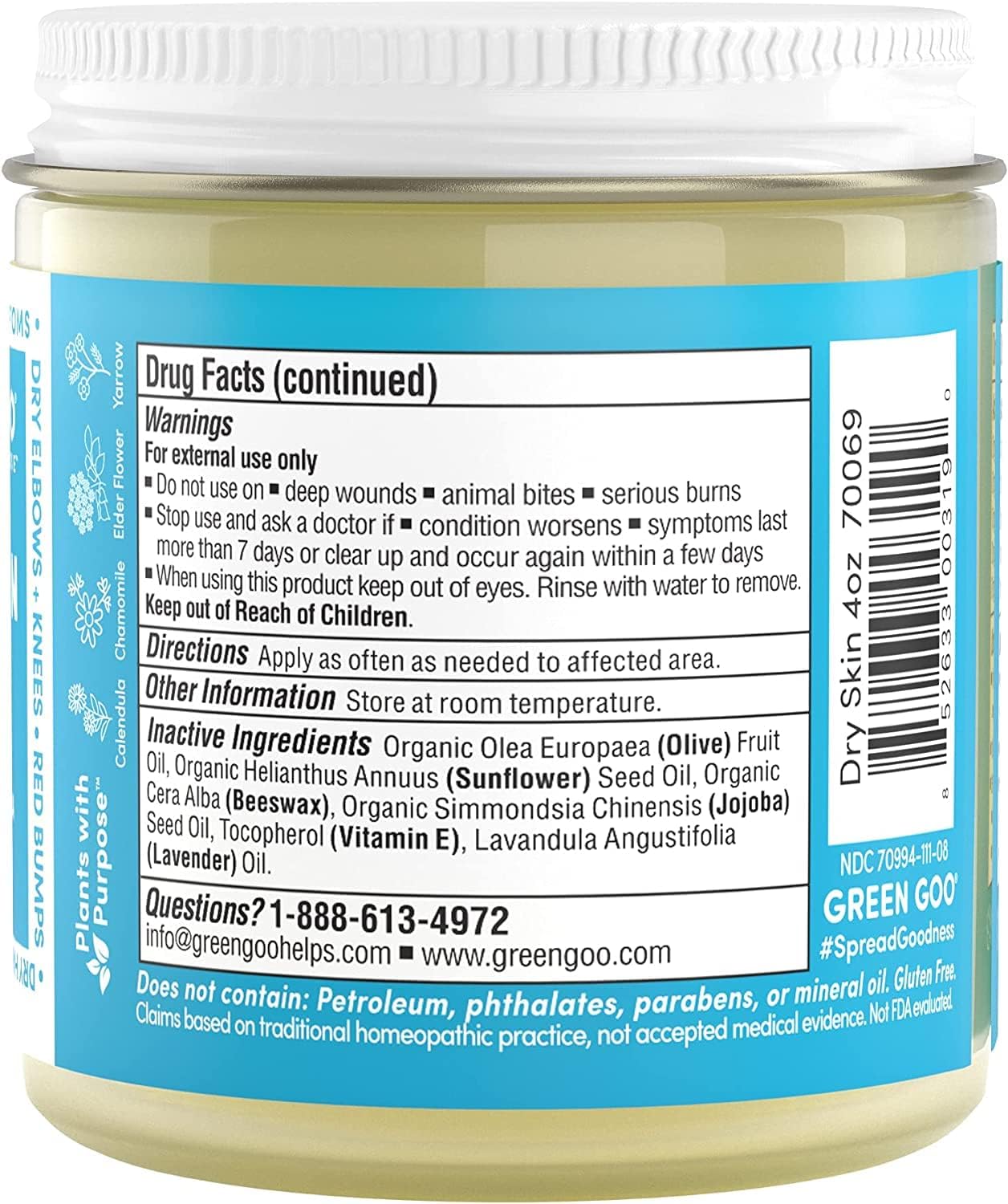 Green Goo Dry Skin Salve, All-Natural Moisturizer For Hydrating The Body & Face, Helps Alleviate Symptoms Of Chronic Skin Conditions, 4 Oz : Beauty & Personal Care