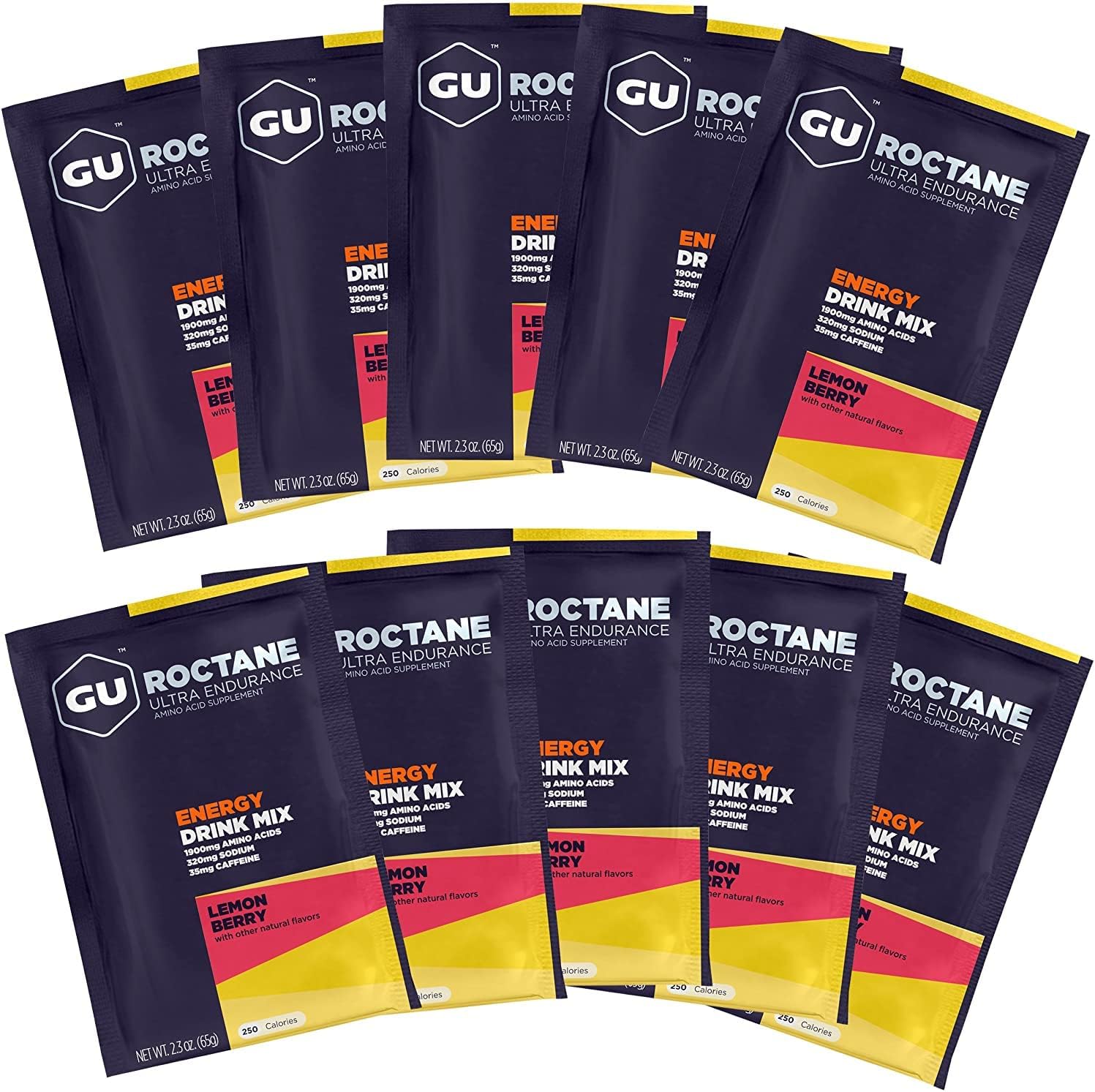 GU Energy Roctane Ultra Endurance Energy Drink Mix, Vegan, Gluten-Free, Kosher, Caffeine-Free, and Dairy-Free n-the-Go Energy for Any Workout, 10 Single-Serving Packets, Lemon Berry : Health & Household