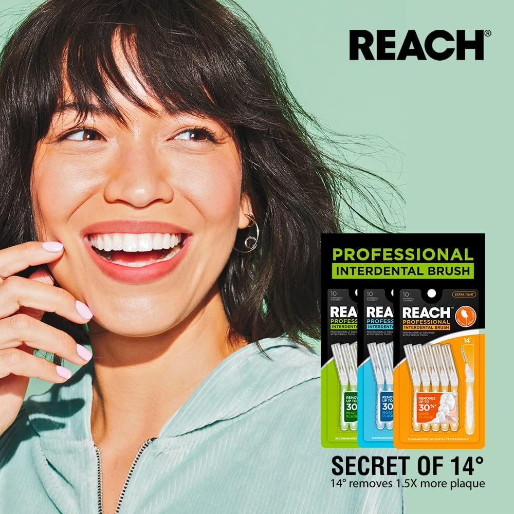 Reach Interdental Brush Tight 1.0mm | Removes up to 30% More Plaque | Special Designed for Gum Protection, PFAS Free | 10 Brushes : Health & Household