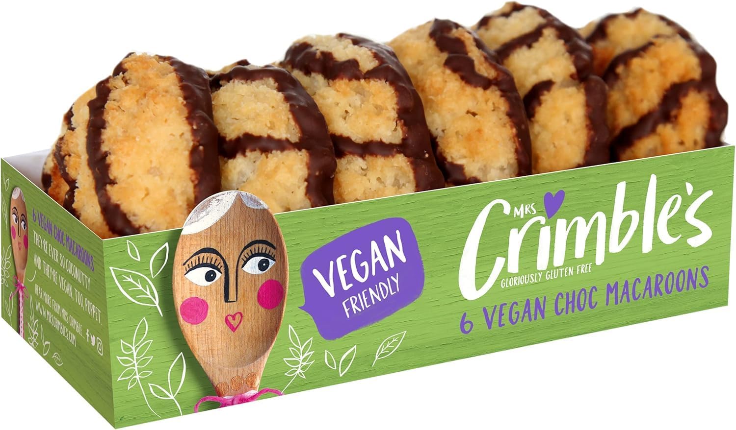 Mrs Crimble's Gluten Free Vegan Choc Covered Coconut Macaroons, Premium Quality & Certified Free from Gluten, Wheat Free & Vegetarian Friendly, Pack of 6 (195g) : Amazon.co.uk: Grocery