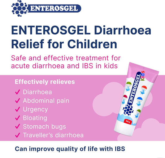 Enterosgel Diarrhoea Relief For Children - Gastroenteritis Treatment, Tummy Bug Relief, Kids Stomach Bug Treatment, Traveler’S Diarrhea First Aid Kit, Stomach Pain Relief - For Babies & Children, 90G