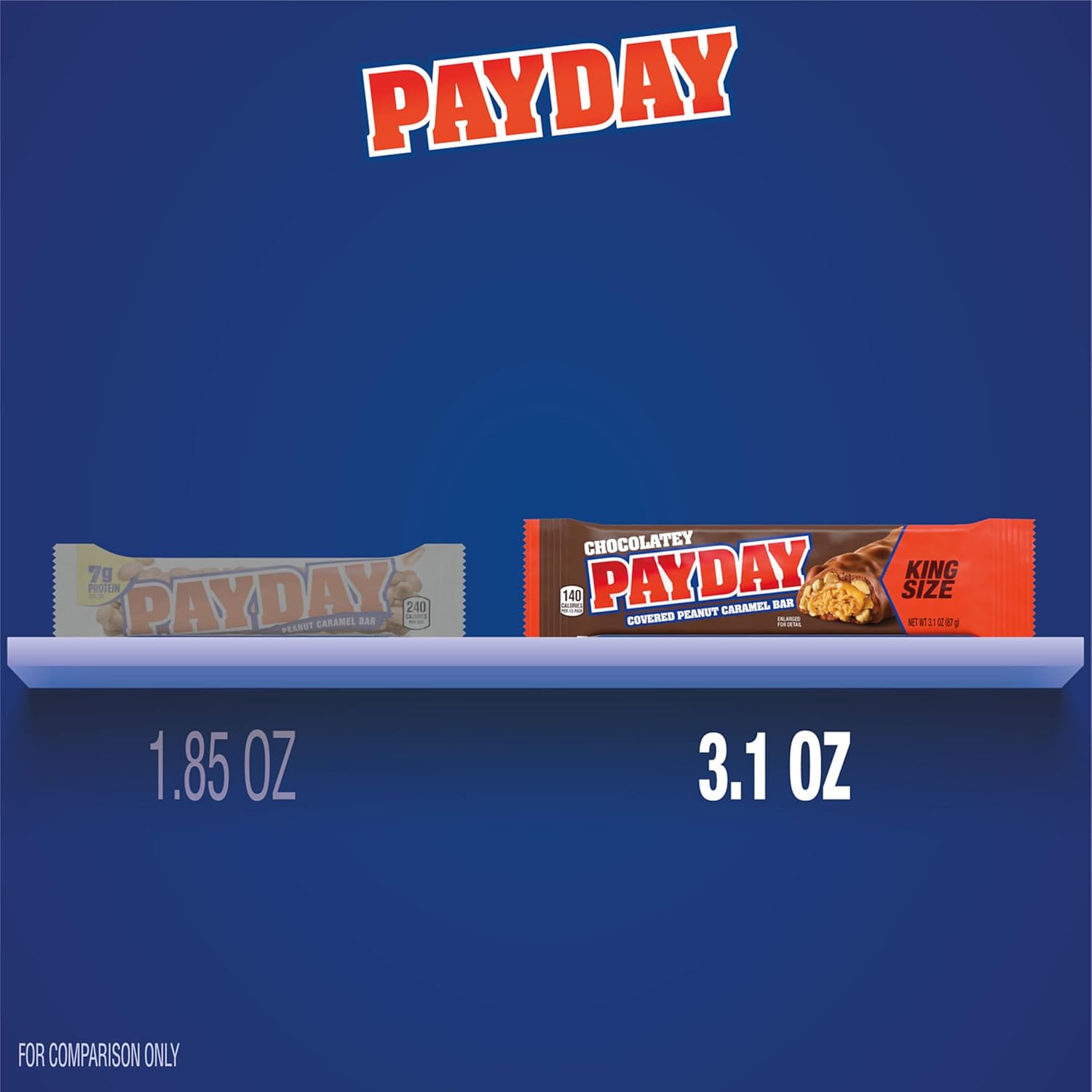 Payday Chocolatey Peanut Caramel King Size, Candy Bar, 3.1 Oz