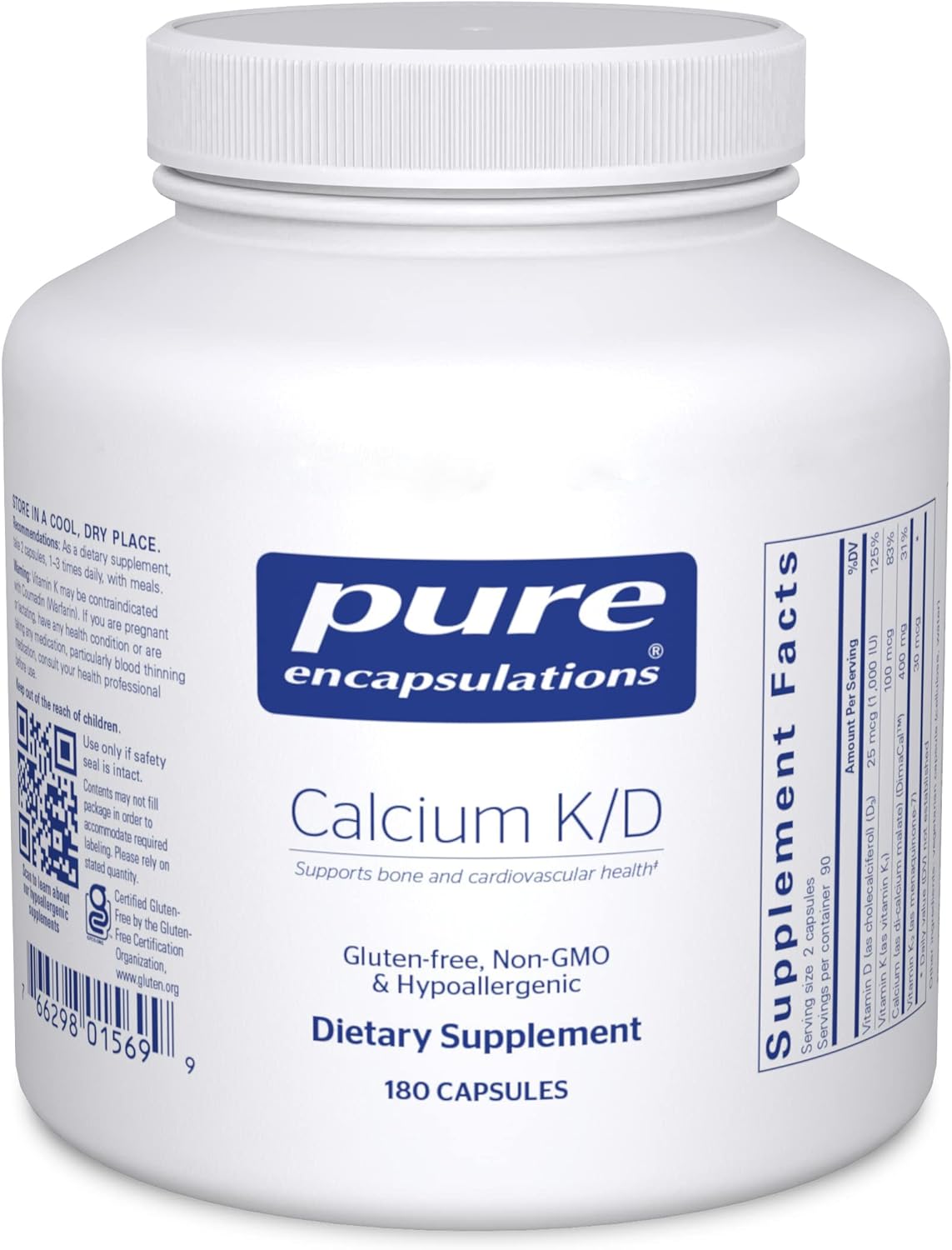Pure Encapsulations Calcium K/D | Supplement For Bone Strength, Immune System, Colon, And Cardiovascular Health