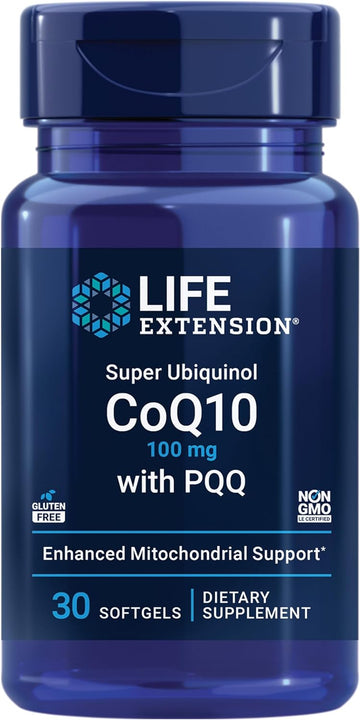 Life Extension Super Ubiquinol Coq10 With Pqq, Coq10, Pqq, Shilajit, Heart Health, Cellular Energy Support, 8X Better Absorption, Gluten-Free, 100 Mg, 30 Softgels