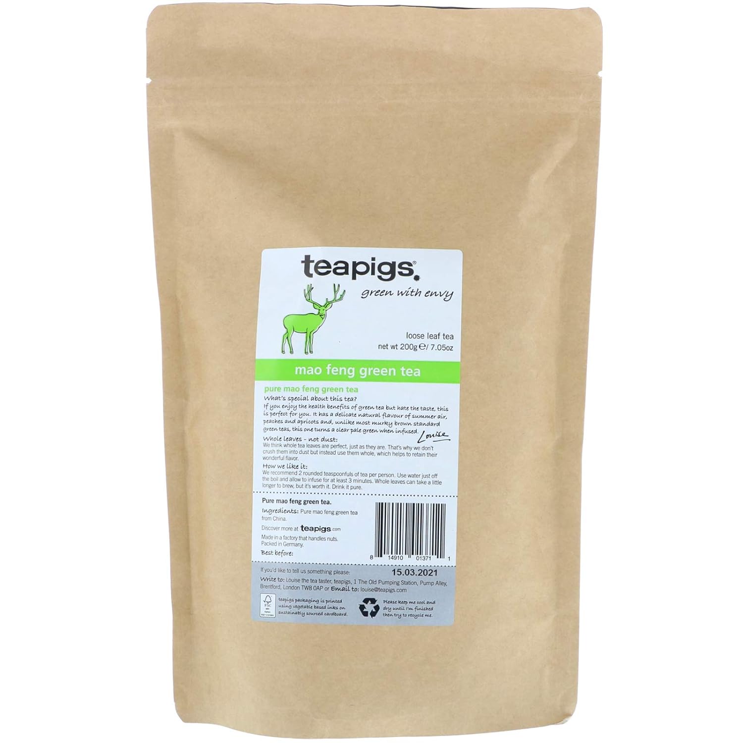 Teapigs Mao Feng Green Tea Tea Made With Whole Leaves (1 Pack Of 200G Loose)