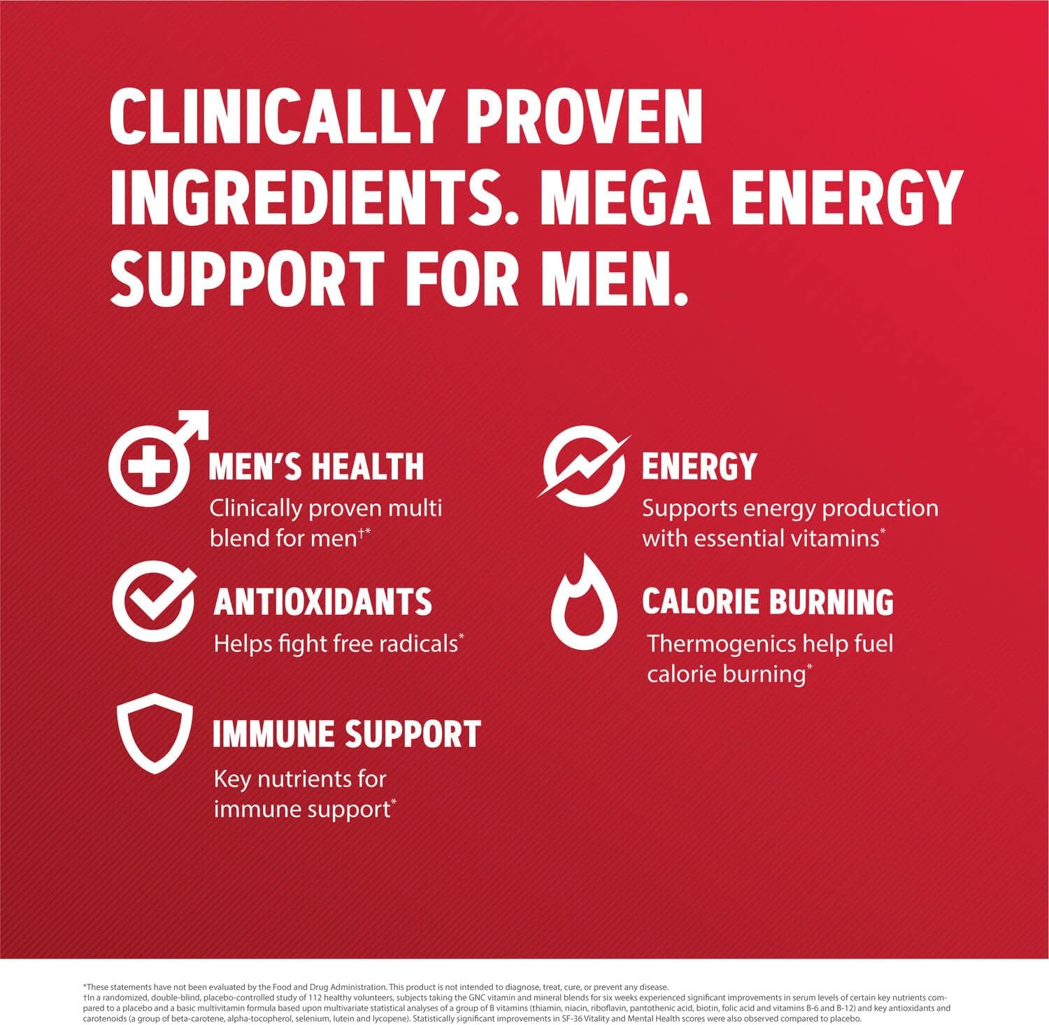 GNC Mega Men Energy & Metabolism Multivitamin - 90 Caplets (45 Servings) : Health & Household