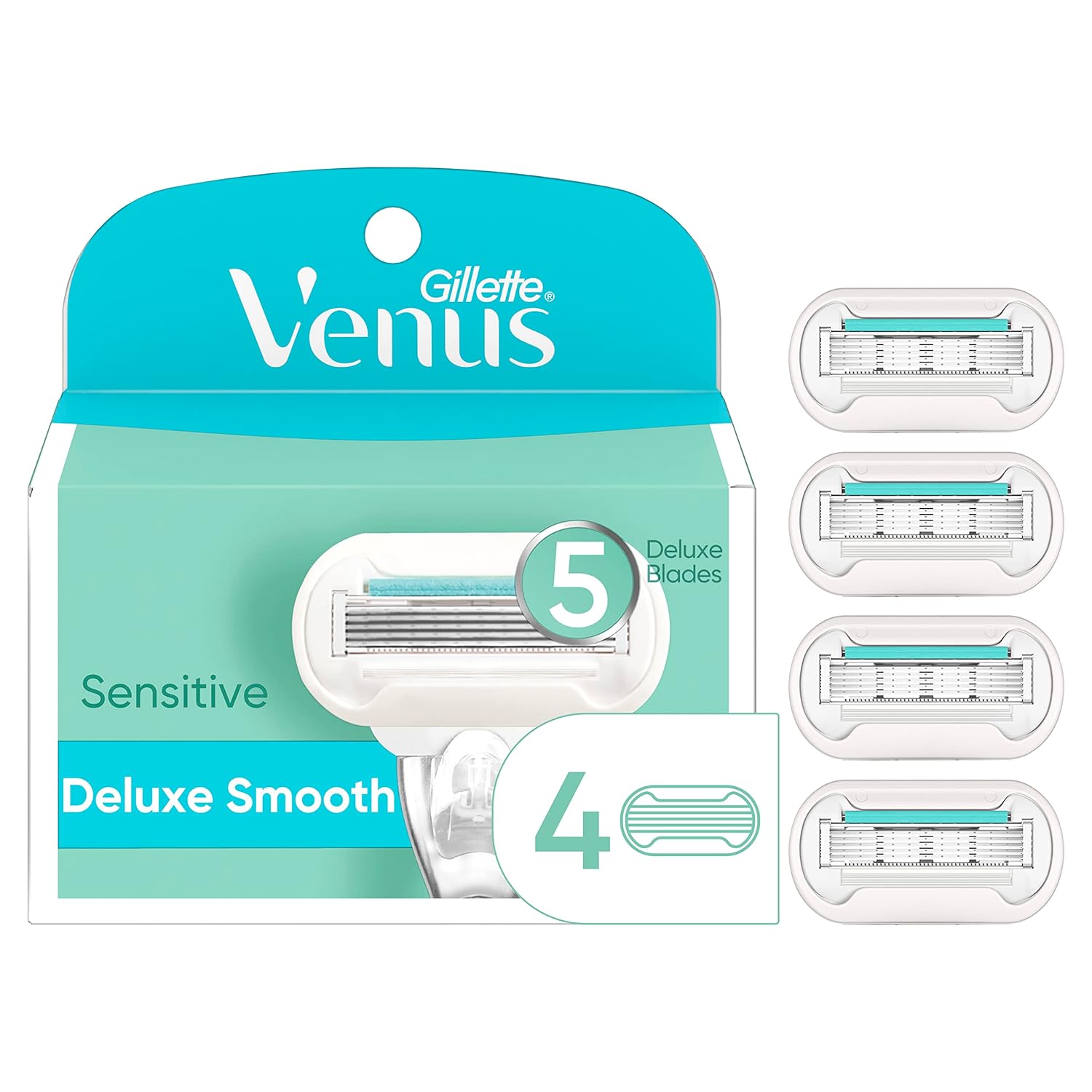 Venus Deluxe Smooth Sensitive Women'S Razor Blade Refills, 4 Count