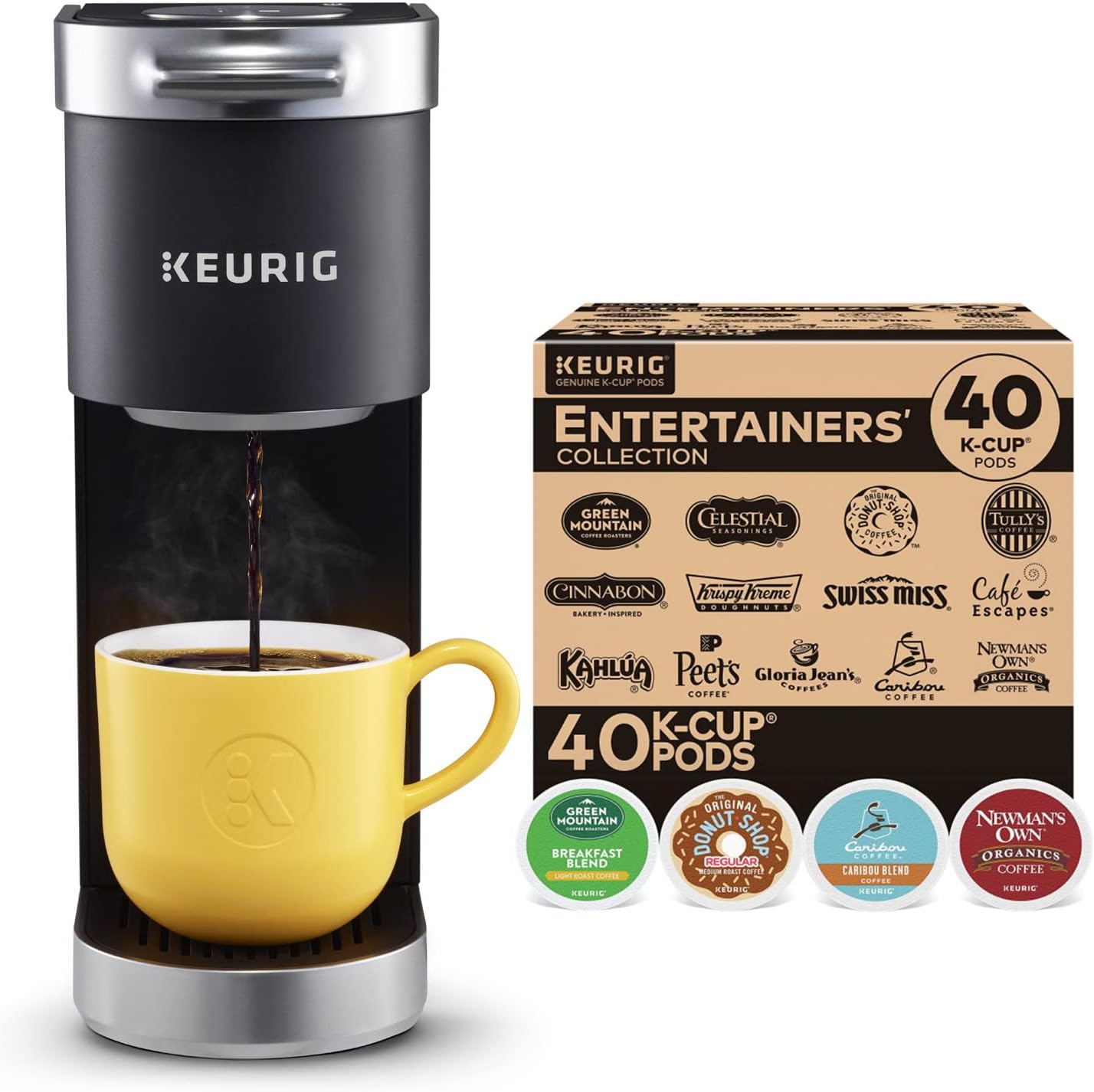 Keurig K-Mini Plus Single Serve Coffee Maker With Keurig Entertainers' Collection Variety Pack, 40 K-Cup Pods