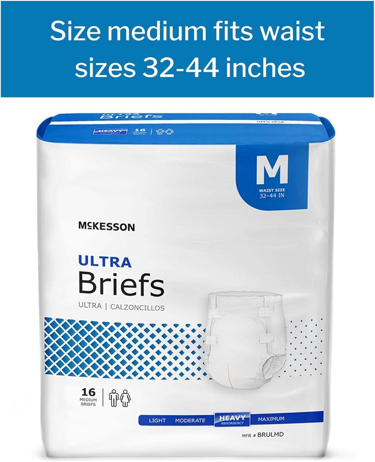 McKesson Ultra Briefs, Incontinence, Heavy Absorbency, Medium, 16 Count, 6 Packs, 96 Total : Health & Household