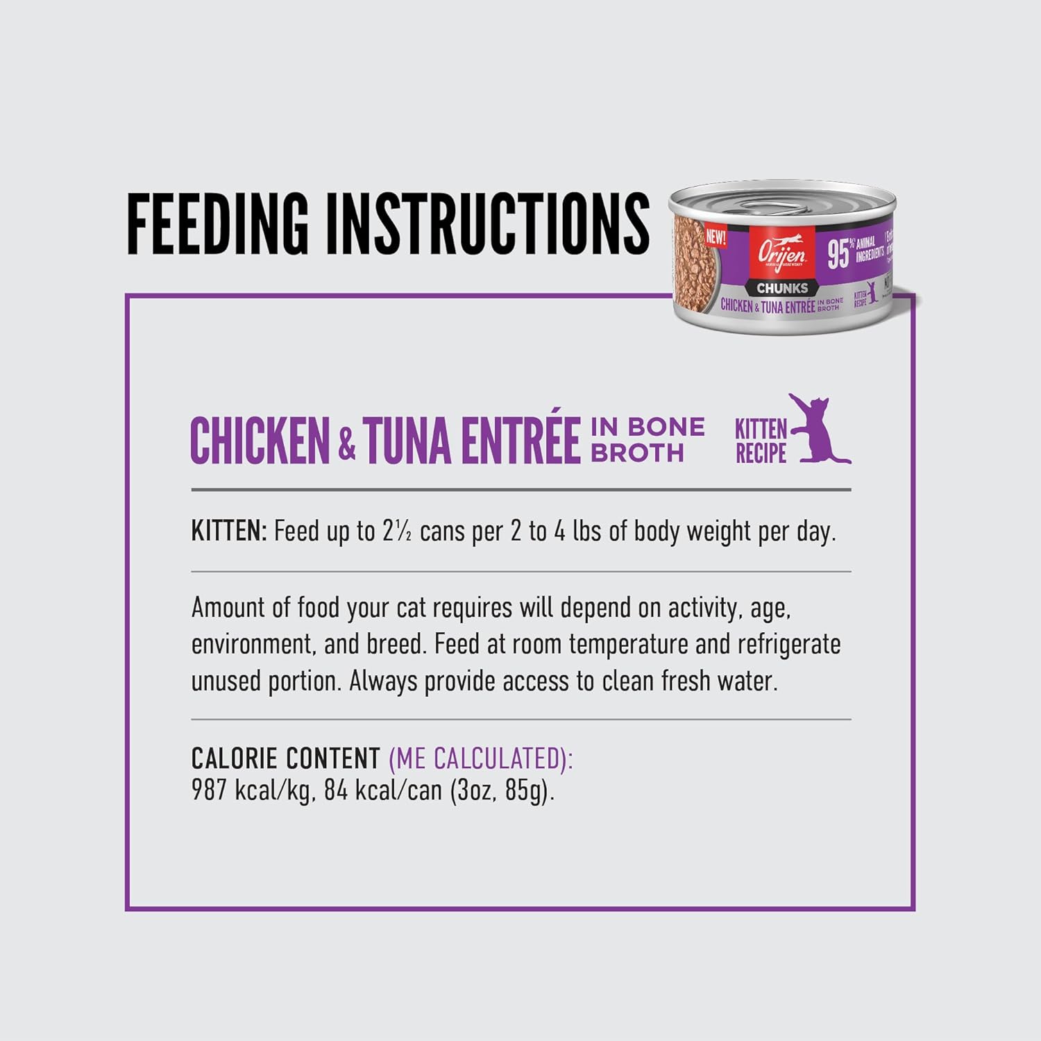 ORIJEN Chunks Chicken & Tuna Entrée for Kittens, 3oz : Pet Supplies