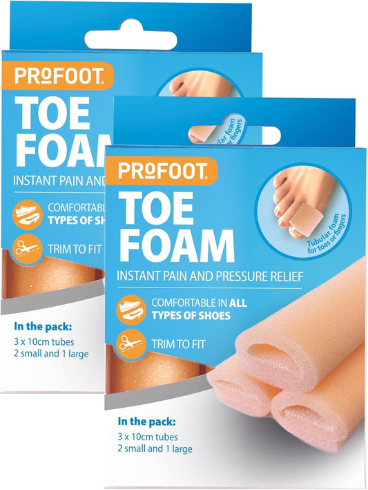 Profoot Toe Foam - Corn and Bunion Protectors Soft foam toe tubes for relieving pain caused by pressure and friction 2 Pack (6 tubes) - 3 tubes – 2 small and 1 large : Amazon.co.uk: Health & Personal Care
