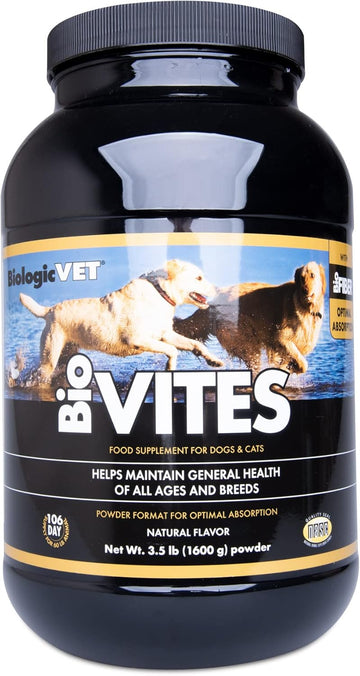 Biovites Multivitamin Powder For Cats & Dogs, Essential Vitamins, Minerals & Enzymes, Supports Your Pets Digestion And Immune System, 106-Day Supply For 60-Lb. Animal, 3.5-Lb. Powder