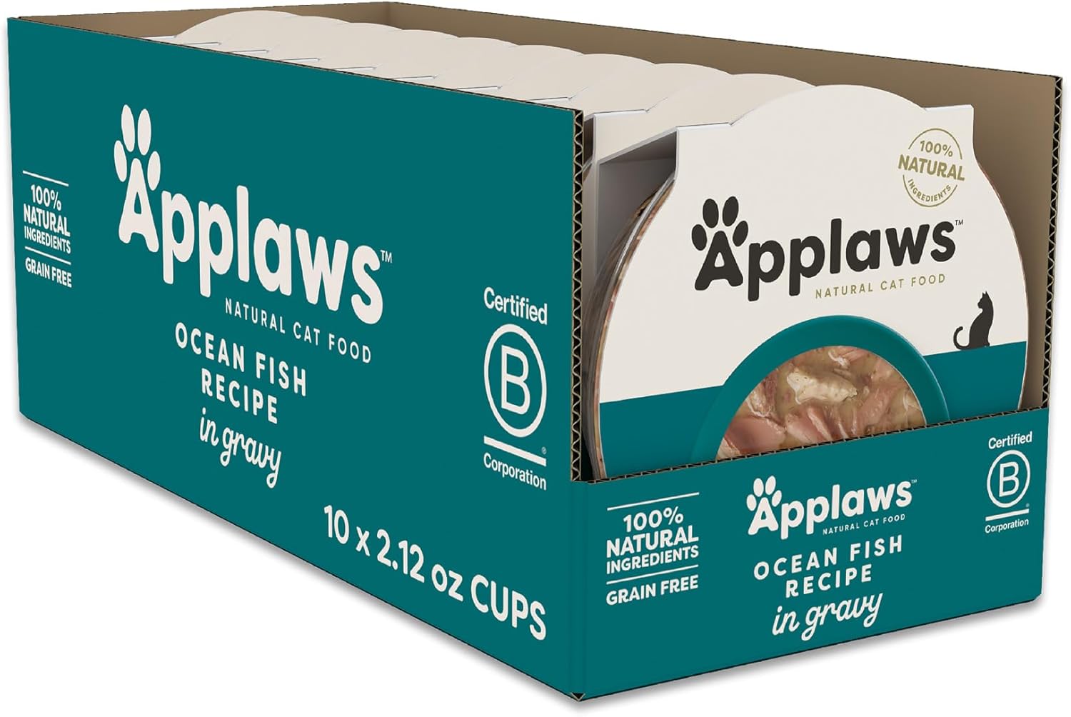 Applaws Natural Wet Cat Food In Gravy, Limited Ingredient Cat Food Cups, Grain-Free, Cat Food Pots, No Artificials, 100% Natural Ingredient Cat Food, Tuna Fillet & Shrimp In Gravy (10 X 2.12 Oz Cups)