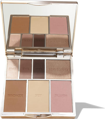 Bare Basics Face & Eye Palette From Sculpted By Aimee (Nude 01) - Travel-Friendly, Nude Look Eyeshadow, Highlight, Bronzer, Blush & Setting Powder