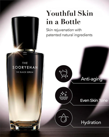 Sooryehan The Black (Serum, 30Ml/1Fl Oz) - Nourishing Essence For Elasticity, Wrinkles. Premium Korean Skin Care For Sensitive Skin. Black Yeast, Licorice, Ferment