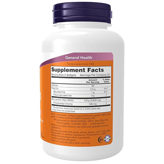 Now Foods Lecithin 1200mg, Soft-gels, 100-Count
