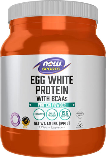 Now Foods Sports Nutrition, Egg White Protein, 16 G With Bcaas, Unflavored Powder, 1.2-Pound