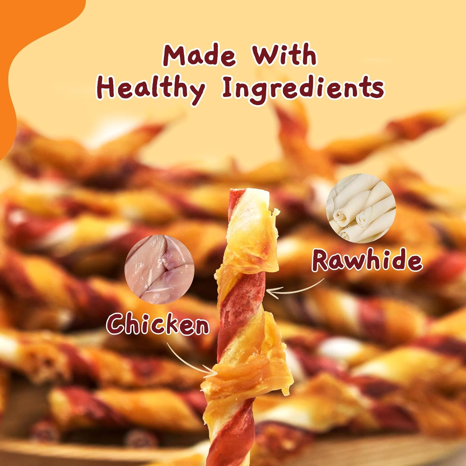 Jungle Calling Dog Treats, Natural Chicken Wrapped Rawhide Sticks, Grain-Free Training Rewards Chews for Small and Medium Puppy,10.6oz : Pet Supplies