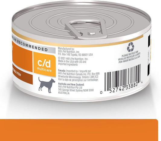 Hill'S Prescription Diet C/D Multicare Urinary Care Chicken & Vegetable Stew Wet Dog Food, Veterinary Diet, 5.5 Oz. Cans, 24-Pack