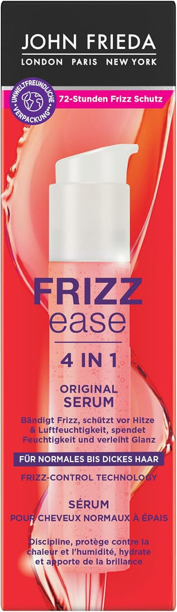 John Frieda 4-In-1 Original Serum - Contents: 50 Ml - Hair Type: Normal To Thick - From The Frizz Ease Series - Tames Frizz - Protects Against Heat And Humidity
