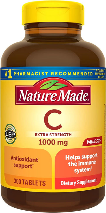 Nature Made Extra Strength Vitamin C 1000 Mg, Dietary Supplement For Immune Support, 300 Tablets, 300 Day Supply