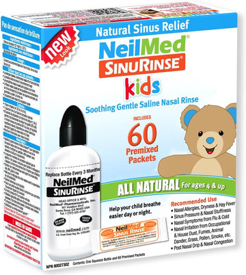 Neilmed's Sinus Rinse, Pediatric, Complete Saline Nasal Rinse Kit 60 Premixed Packets
