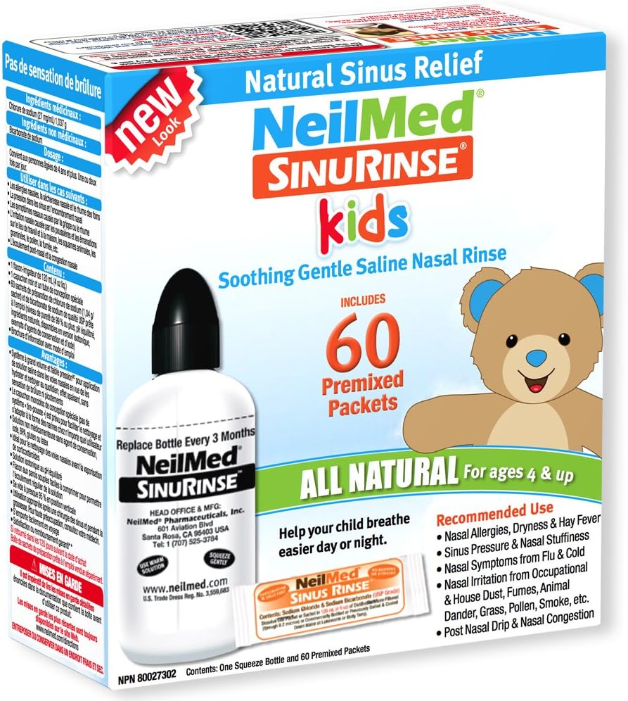 Neilmed Pharmaceuticals - Sinus Rinse Kids All Natural Kit - 60 Premixed Packets