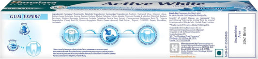 Himalaya Active White Gel | Herbal Toothpaste With Fruit Enzymes |Teeth Whitening |Anti Bacterial For Full Mouth Protection |Paraben And Bleach Free|100% Vegetarian -75 Ml (Pack Of 5)