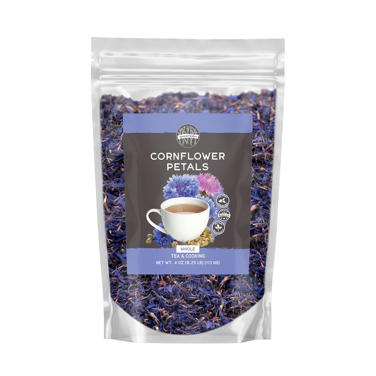 Birch & Meadow 4 Oz Whole Cornflower Petals, Decorative, Tea & Cooking Additive