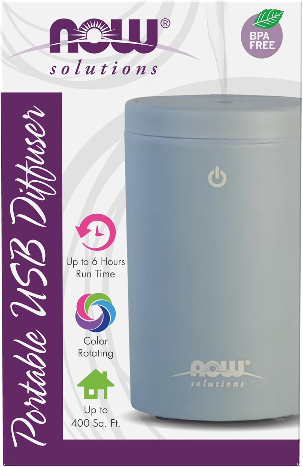 Now Foods Essential Oils, Portable Usb Ultrasonic Aromatherapy Oil Diffuser, Extremely Quiet And Heat Free, Travel Friendly Diffuser