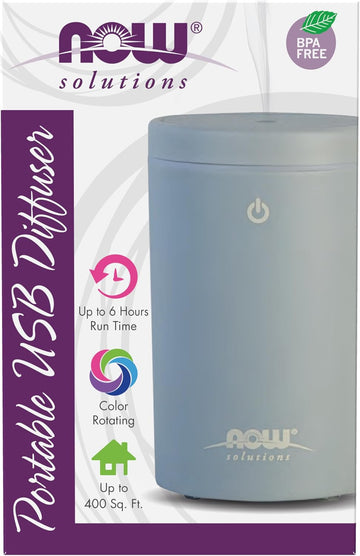Now Foods Essential Oils, Portable Usb Ultrasonic Aromatherapy Oil Diffuser, Extremely Quiet And Heat Free, Travel Friendly Diffuser