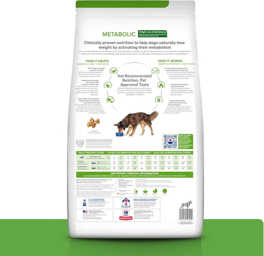 Hill'S Prescription Diet Metabolic Weight Management Chicken Flavor Dry Dog Food, Veterinary Diet, 27.5 Lb. Bag