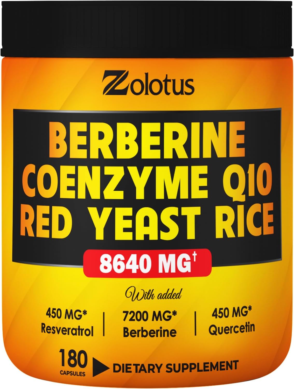7 In 1 Berberine Supplement + Red Yeast Rice, Coenzyme Q10 Capsules, Equivalent To 8640Mg, With Quercetin, Resveratrol, Vitamin B3, Vitamin D3, Immune System, Digestive Health & Body Management