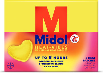 Midol Heat Vibes Menstrual Patches 3 ct: Midol Heat Vibes Menstrual Pain Relief Heat Patches for Period Cramp and Backache Relief - Pack of 3