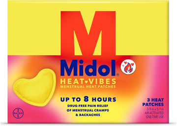 Midol Heat Vibes Menstrual Patches 3 Ct: Midol Heat Vibes Menstrual Pain Relief Heat Patches For Period Cramp And Backache Relief - Pack Of 3