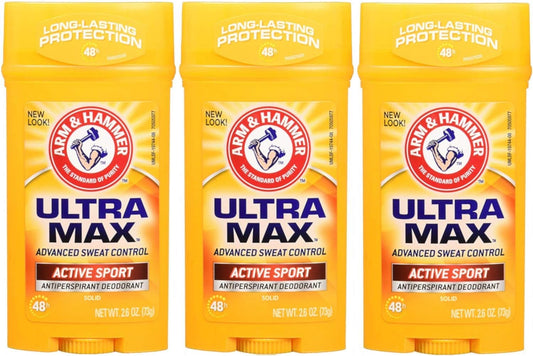 Arm & Hammer Deodorant 2.6Oz Solid Ultra Active Sport (Wide) (3 Pack)