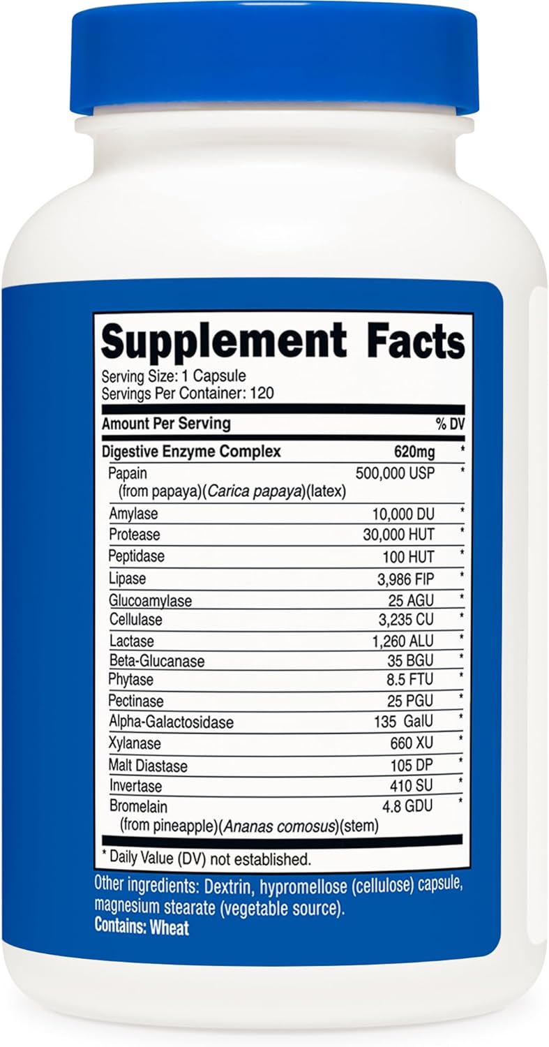 Nutricost Digestive Enzymes 620Mg, 120 Veggie Capsules (2 Bottles) - Complete Digestive Enzyme Supplement : Health & Household