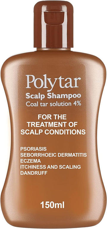 Polytar Scalp Shampoo, For Scalp Conditions, Reduces Itching, Inflammation And Scales, Shampoo Treats Psoriasis, Seborrhoeic Dermatitis, Eczema And Dandruff, Contains Coal Tar Solution, 1 X 150Ml