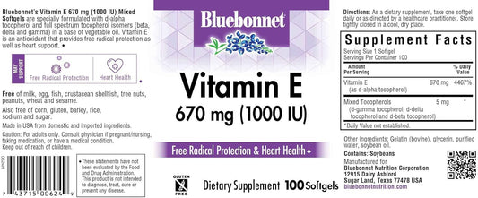 Bluebonnet Vitamin E 1000 Iu Mixed Softgels, 100 Count