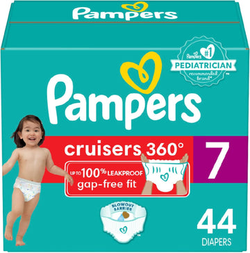 Pampers Cruisers 360 Diapers - Size 7, 44 Count, Pull-On Disposable Baby Diapers, Gap-Free Fit