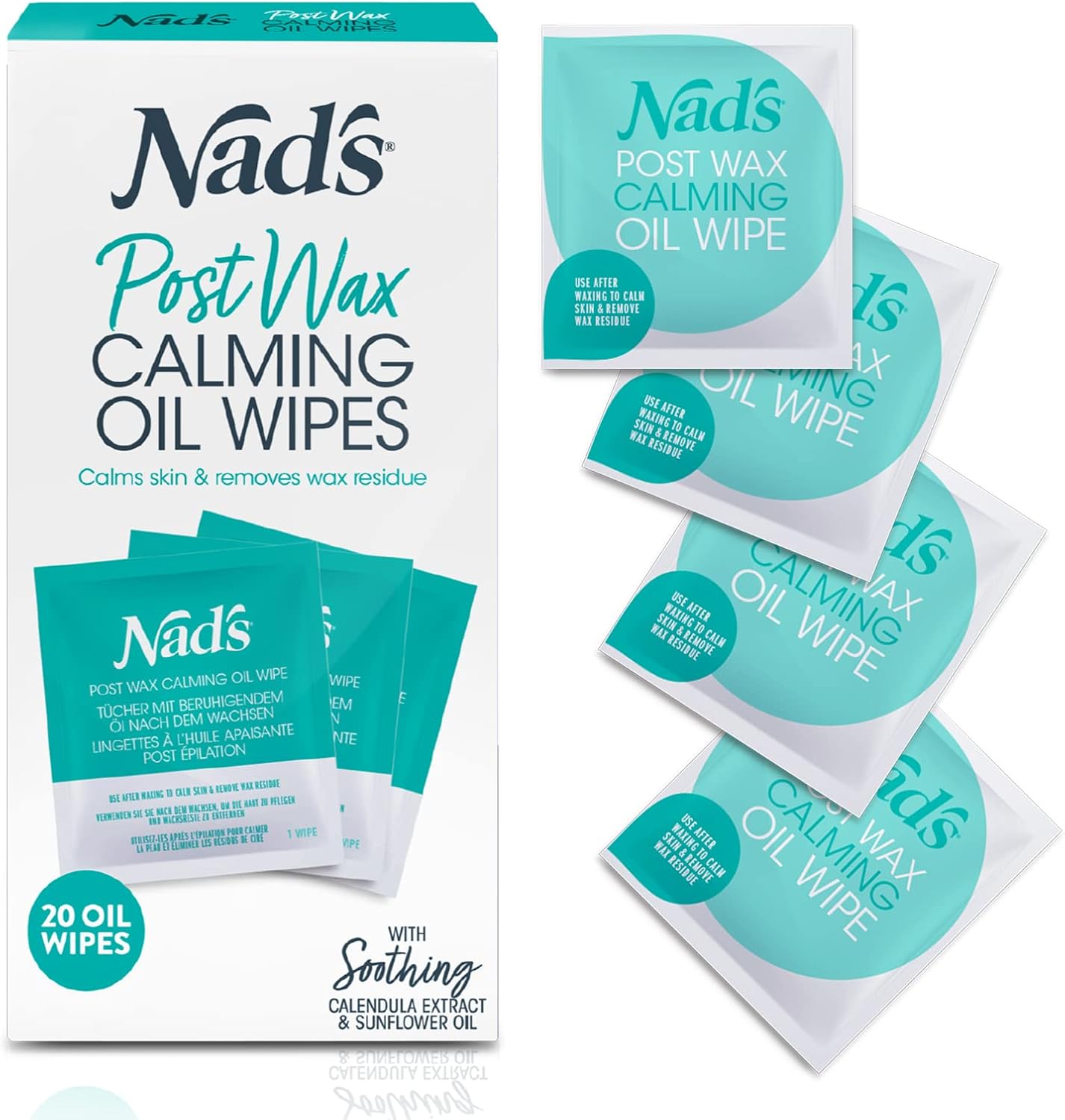 Nad'S Post Wax Calming Oil Wipes - Refill Pack With 20 Wipes, Wax Remover